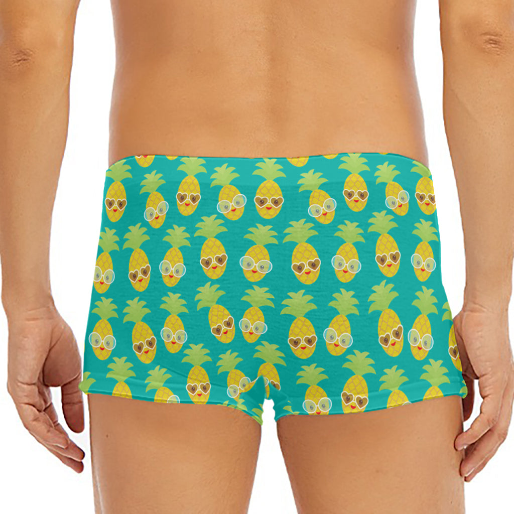Pineapple Emoji Pattern Print Men's Short Boxer Briefs