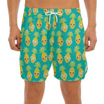 Pineapple Emoji Pattern Print Men's Split Running Shorts
