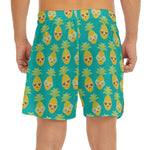 Pineapple Emoji Pattern Print Men's Split Running Shorts