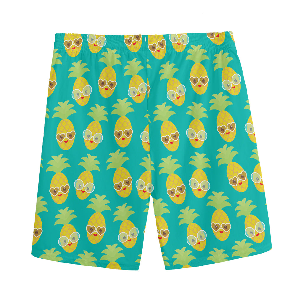 Pineapple Emoji Pattern Print Men's Sports Shorts