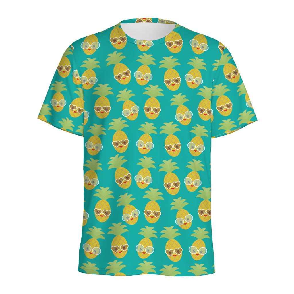 Pineapple Emoji Pattern Print Men's Sports T-Shirt
