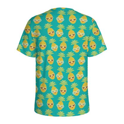 Pineapple Emoji Pattern Print Men's Sports T-Shirt