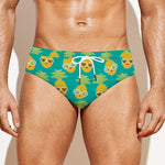 Pineapple Emoji Pattern Print Men's Swim Briefs