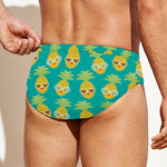 Pineapple Emoji Pattern Print Men's Swim Briefs