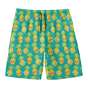 Pineapple Emoji Pattern Print Men's Swim Trunks