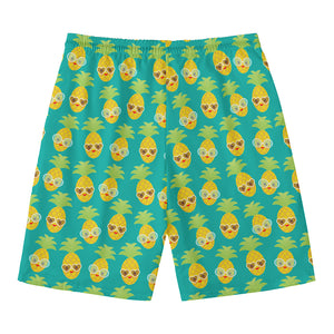 Pineapple Emoji Pattern Print Men's Swim Trunks