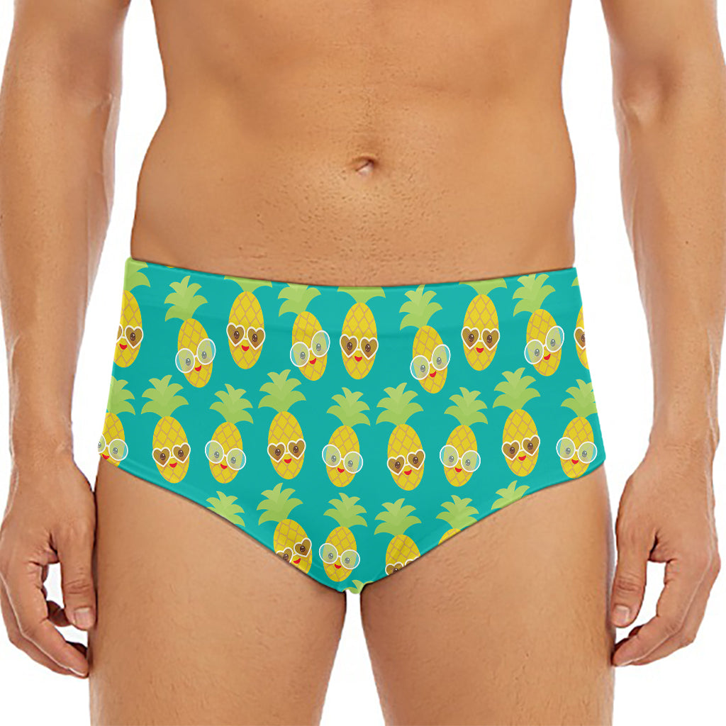 Pineapple Emoji Pattern Print Men's Triangle Swim Briefs