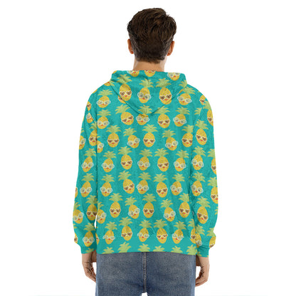 Pineapple Emoji Pattern Print Men's Velvet Pullover Hoodie