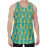 Pineapple Emoji Pattern Print Men's Velvet Tank Top