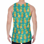Pineapple Emoji Pattern Print Men's Velvet Tank Top