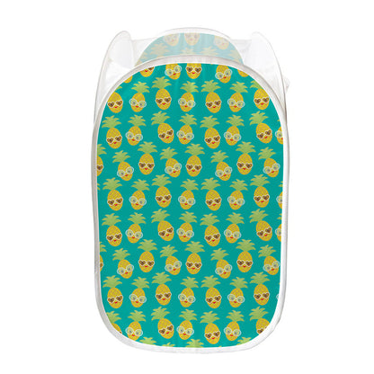 Pineapple Emoji Pattern Print Mesh Laundry Hamper
