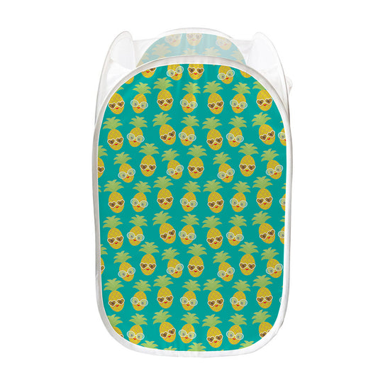 Pineapple Emoji Pattern Print Mesh Laundry Hamper