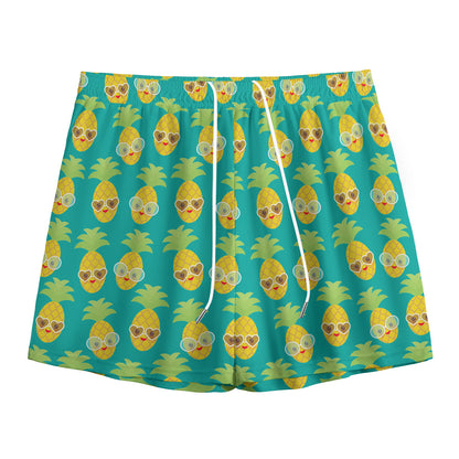 Pineapple Emoji Pattern Print Mesh Shorts