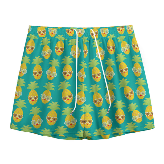 Pineapple Emoji Pattern Print Mesh Shorts