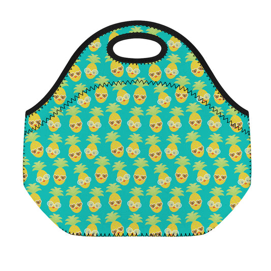 Pineapple Emoji Pattern Print Neoprene Lunch Bag