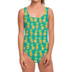 Pineapple Emoji Pattern Print One Piece Swimsuit