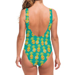 Pineapple Emoji Pattern Print One Piece Swimsuit