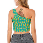 Pineapple Emoji Pattern Print One Shoulder Crop Top