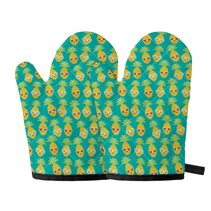 Pineapple Emoji Pattern Print Oven Mitts