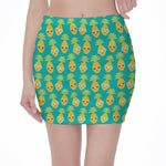 Pineapple Emoji Pattern Print Pencil Mini Skirt