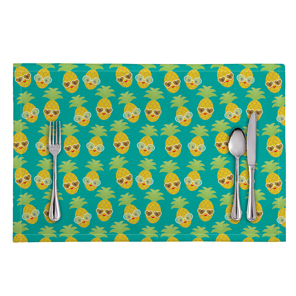 Pineapple Emoji Pattern Print Placemat