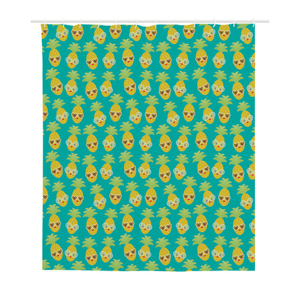 Pineapple Emoji Pattern Print Polyester Shower Curtain