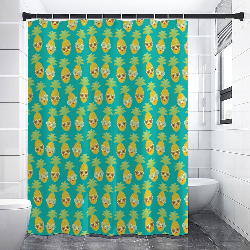 Pineapple Emoji Pattern Print Premium Shower Curtain