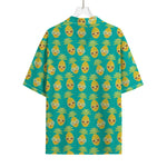 Pineapple Emoji Pattern Print Rayon Hawaiian Shirt