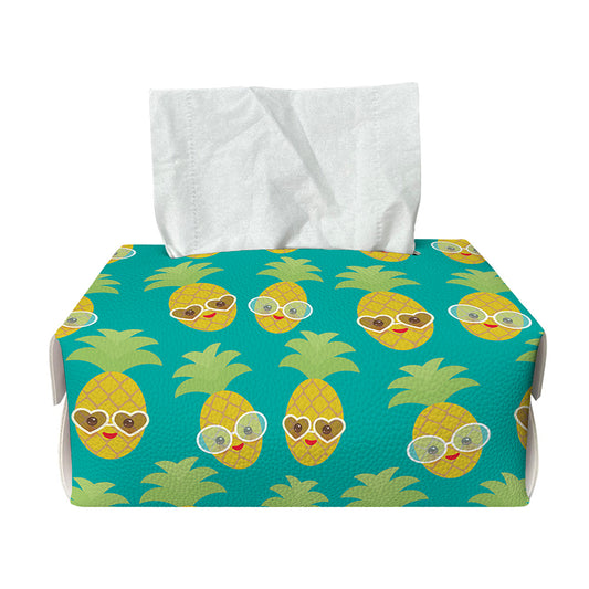 Pineapple Emoji Pattern Print Rectangle Tissue Box Cover