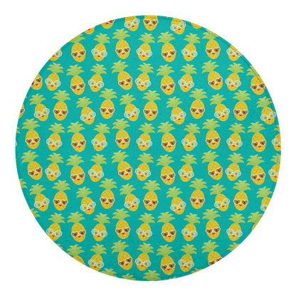 Pineapple Emoji Pattern Print Round Blanket