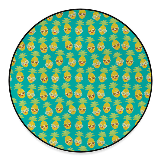 Pineapple Emoji Pattern Print Round Floor Mat