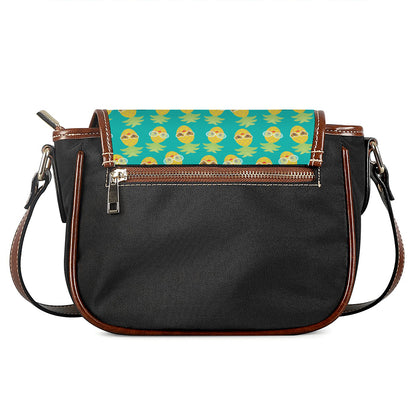 Pineapple Emoji Pattern Print Saddle Bag