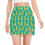 Pineapple Emoji Pattern Print Side Slit Mini Skirt