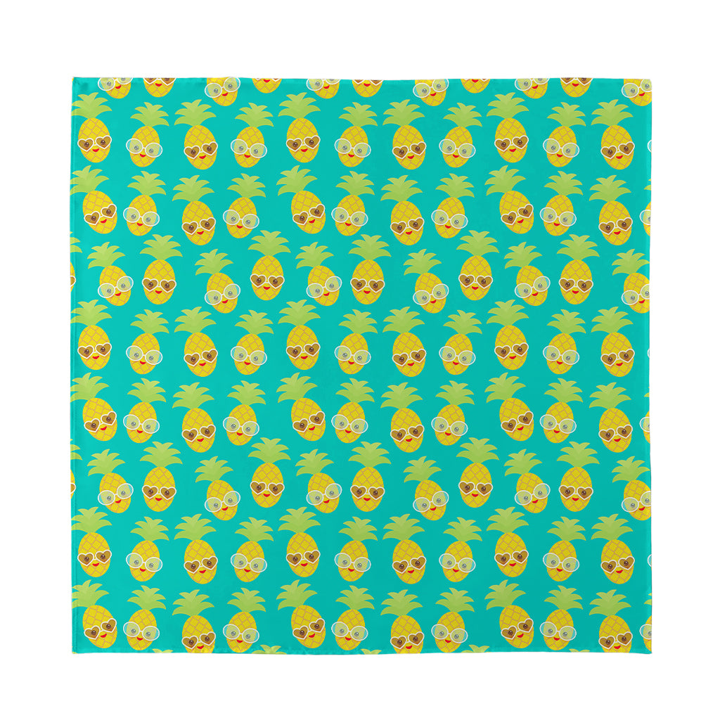Pineapple Emoji Pattern Print Silk Bandana