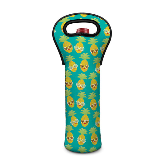 Pineapple Emoji Pattern Print Single Neoprene Wine Tote