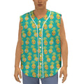 Pineapple Emoji Pattern Print Sleeveless Baseball Jersey