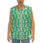 Pineapple Emoji Pattern Print Sleeveless Baseball Jersey