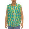 Pineapple Emoji Pattern Print Sleeveless Baseball Jersey