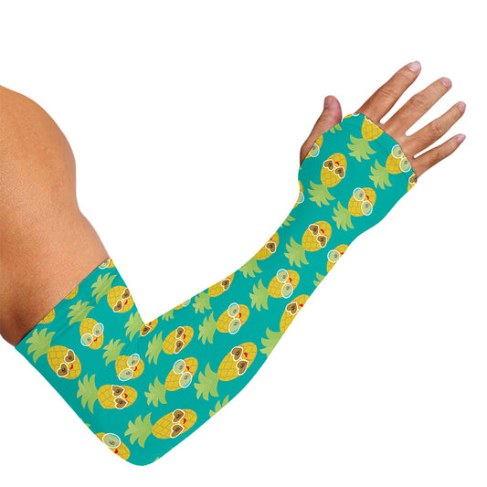 Pineapple Emoji Pattern Print Sun Protection Arm Sleeves