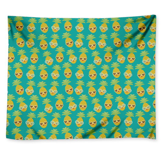 Pineapple Emoji Pattern Print Tapestry