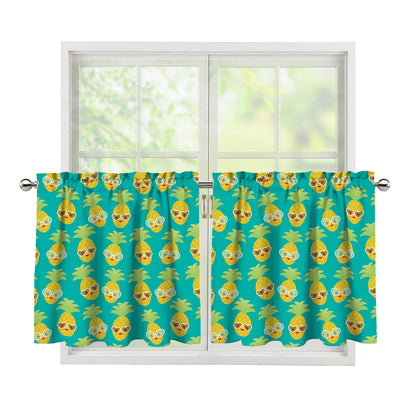 Pineapple Emoji Pattern Print Tier Curtains