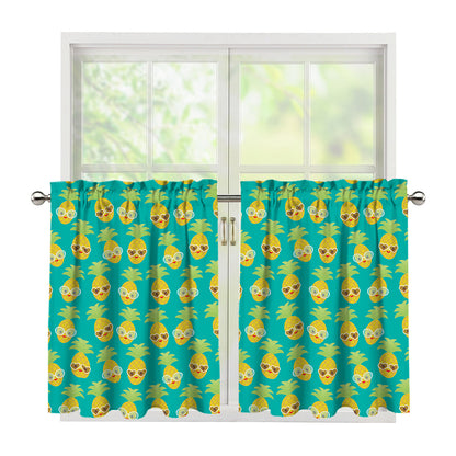 Pineapple Emoji Pattern Print Tier Curtains