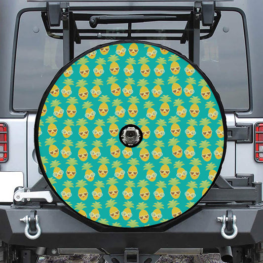 Pineapple Emoji Pattern Print Tire Cover With Camera Hole