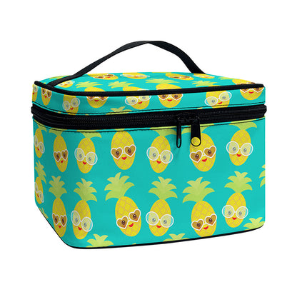 Pineapple Emoji Pattern Print Travel Makeup Bag