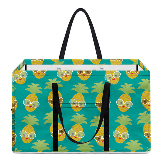 Pineapple Emoji Pattern Print Utility Tote Bag