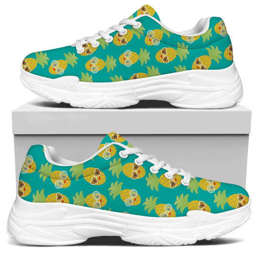 Pineapple Emoji Pattern Print White Chunky Shoes