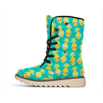 Pineapple Emoji Pattern Print Winter Boots