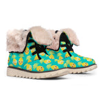 Pineapple Emoji Pattern Print Winter Boots