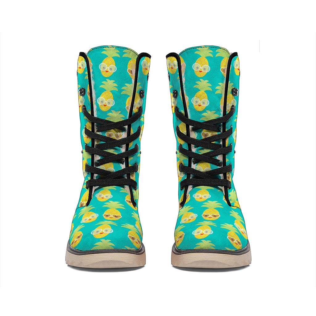 Pineapple Emoji Pattern Print Winter Boots
