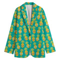 Pineapple Emoji Pattern Print Women's Cotton Blazer